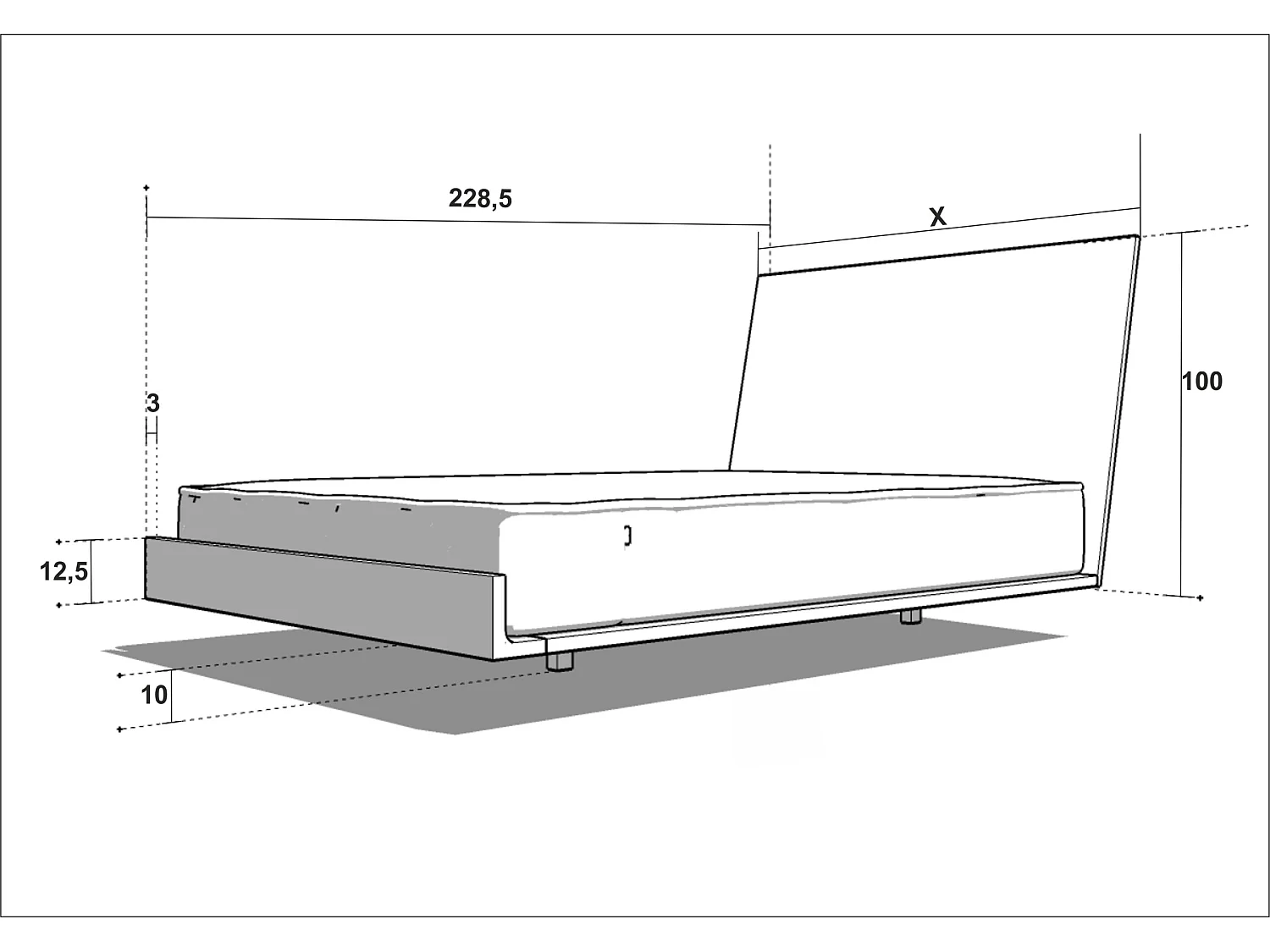Bed VUELO THREE 140x200 cm Massief eikenhout