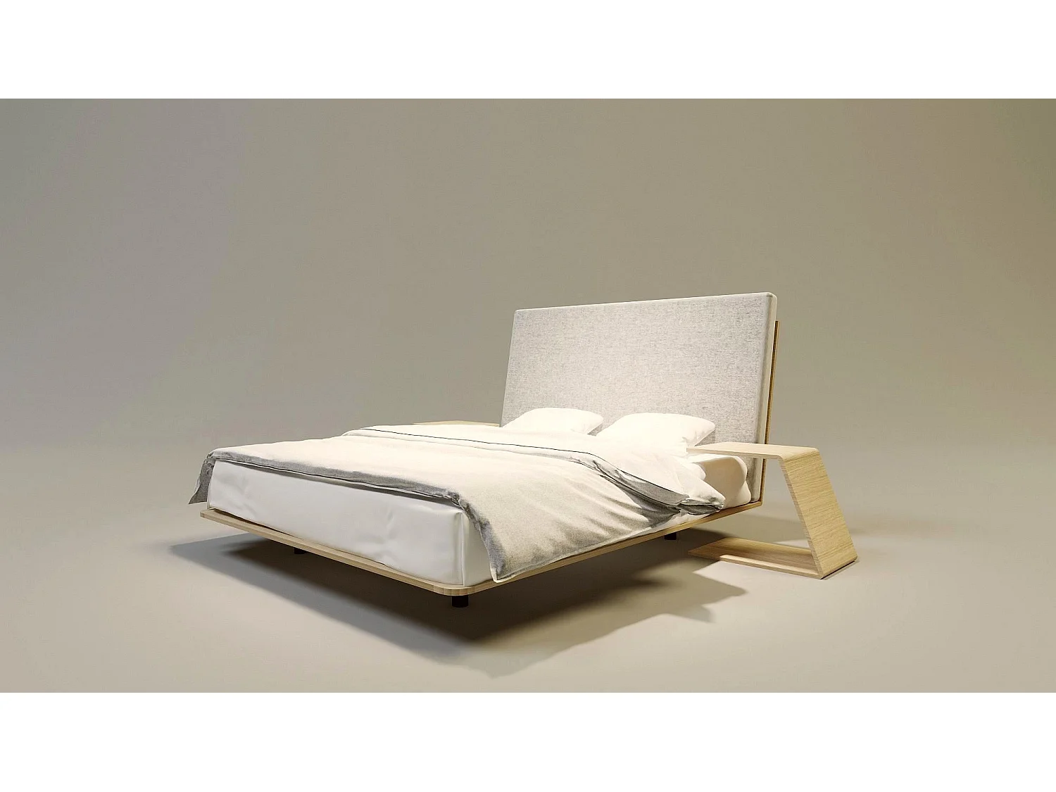 Bett VUELO 180x200 cm Gepolstert - Massivholz Eiche