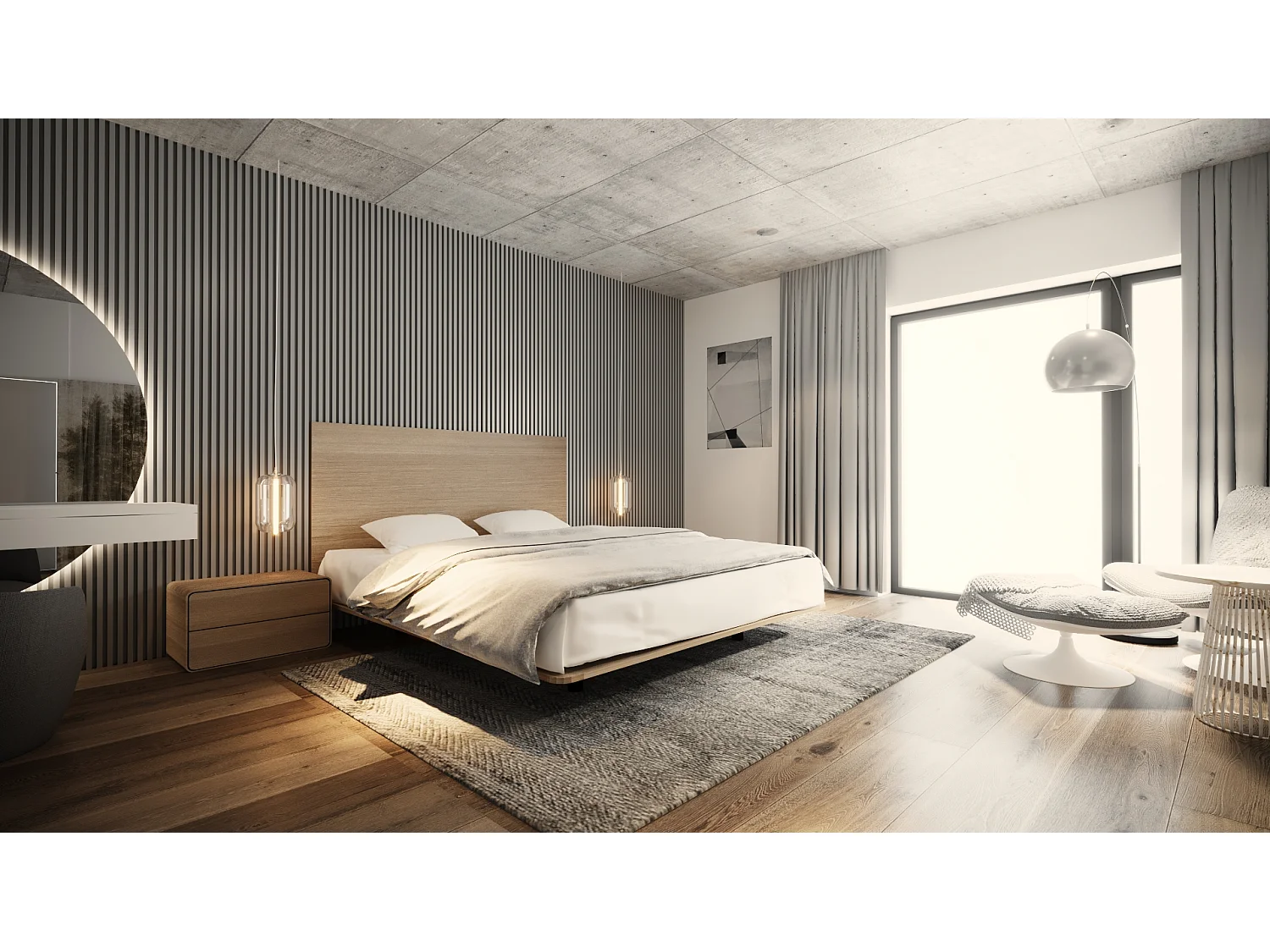 Bett SONAR THREE 120x200 cm Massivholz Eiche