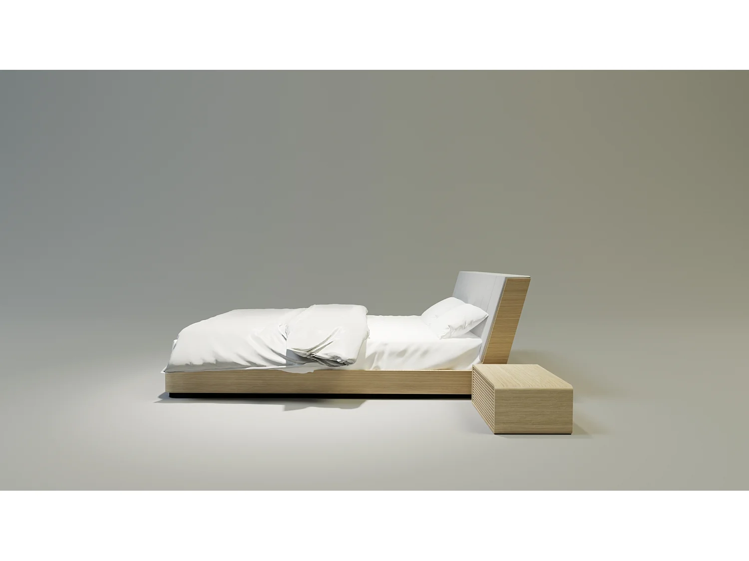 Cama Doble SOLID 140x200 cm Capitoné - madera de roble macizo