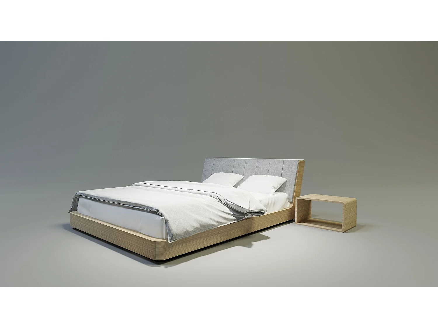 Cama Doble SOLID 140x200 cm Capitoné - madera de roble macizo