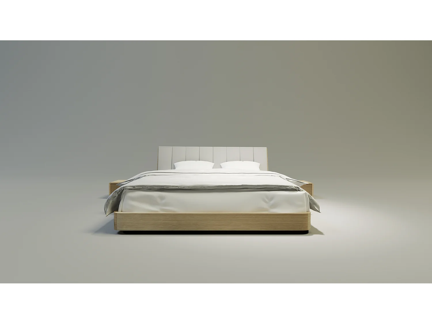 Lit Double SOLID 140x200 cm Capitonné - bois de chêne massif