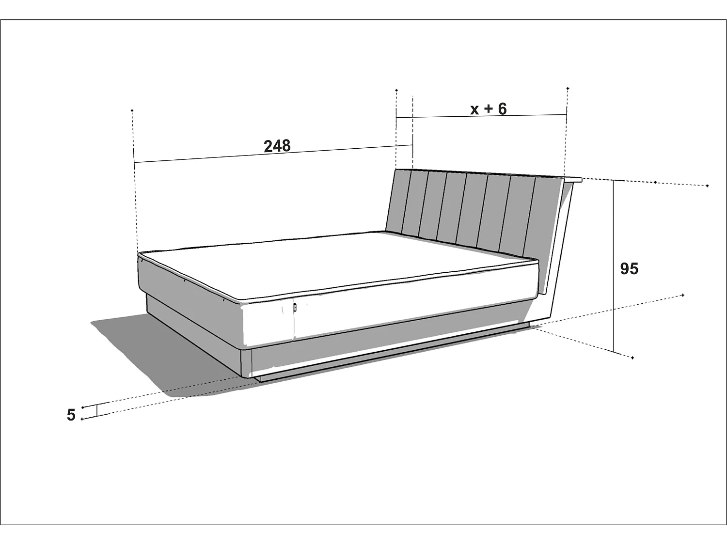 Bett SOLID TWO 160x200 cm Gepolstert - Massivholz Eiche