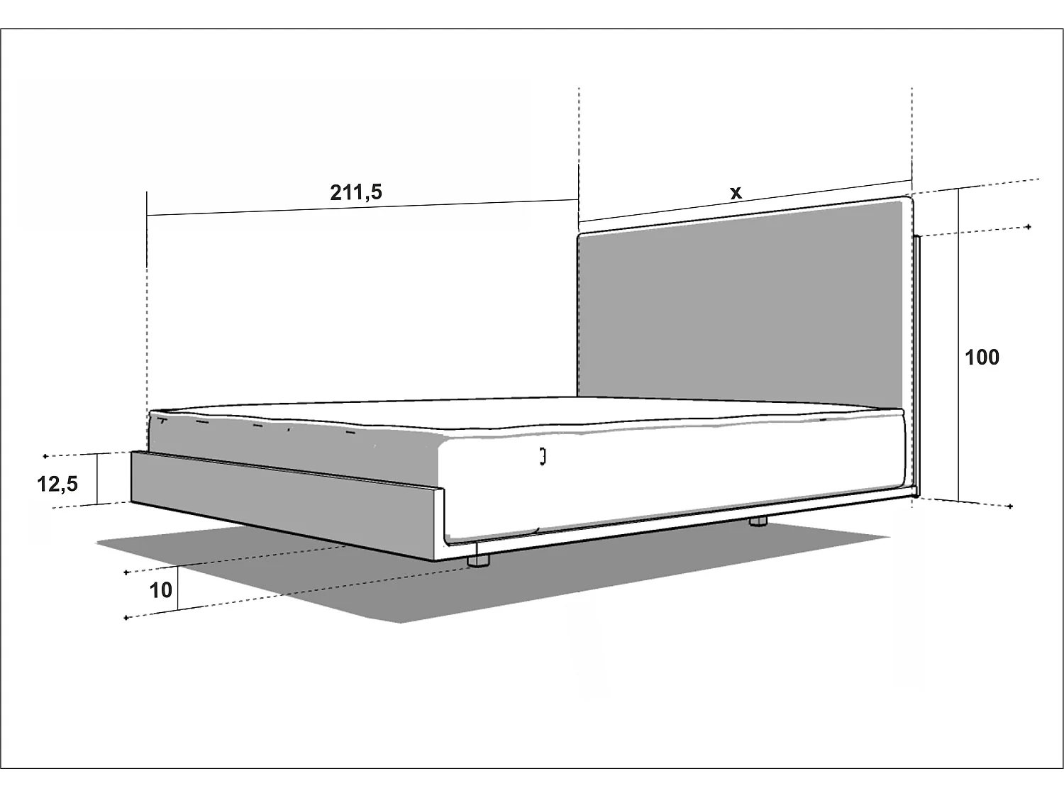 Bett SONAR ONE 180x200 cm Gepolstert - Massivholz Eiche
