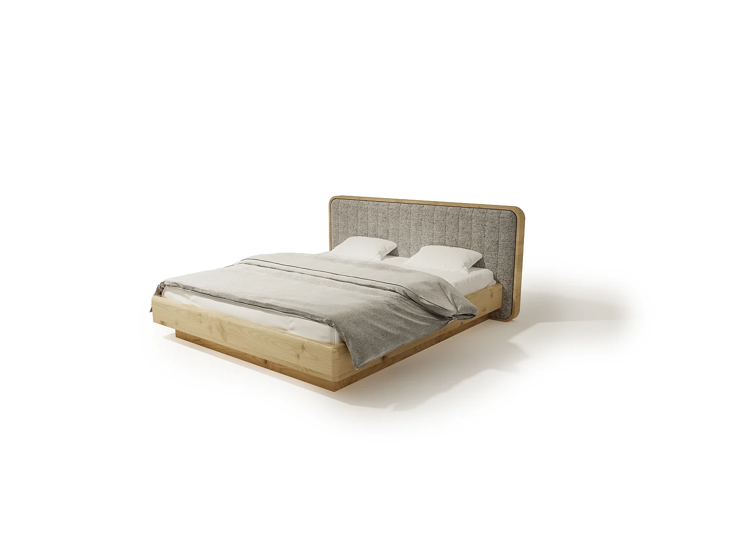 Lit Double SENSE ONE 140x200 cm Capitonné - bois de chêne massif