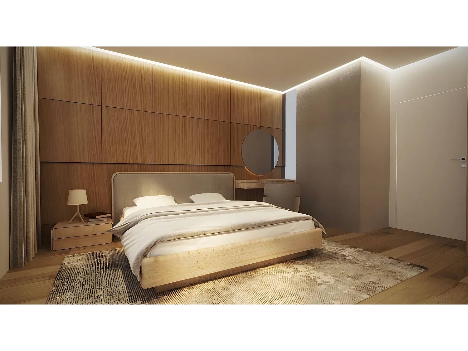 Bed SENSE ONE 140x200 cm Gecapitonneerd - Massief eikenhout