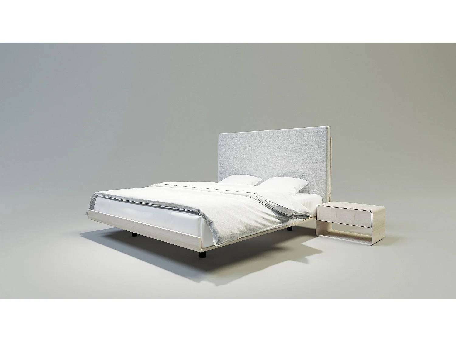 Cama Doble SONAR ONE 160x200 cm Capitoné - madera de roble macizo