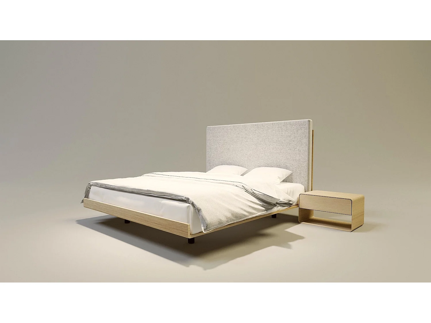 Bed SONAR ONE 160x200 cm Gecapitonneerd - Massief eikenhout