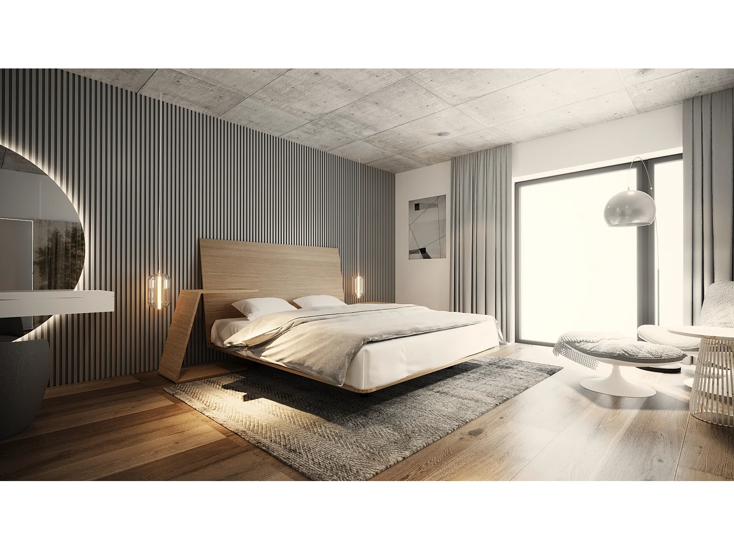 Lit Double VUELO TWO 200x200 cm bois de chêne massif