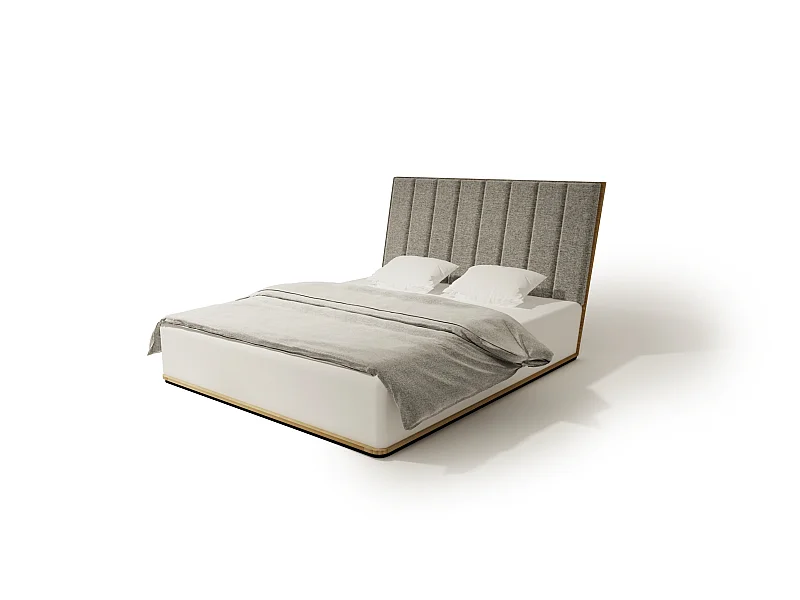 Bett UNIKO TWO 200x200 cm Gepolstert - Massivholz Eiche