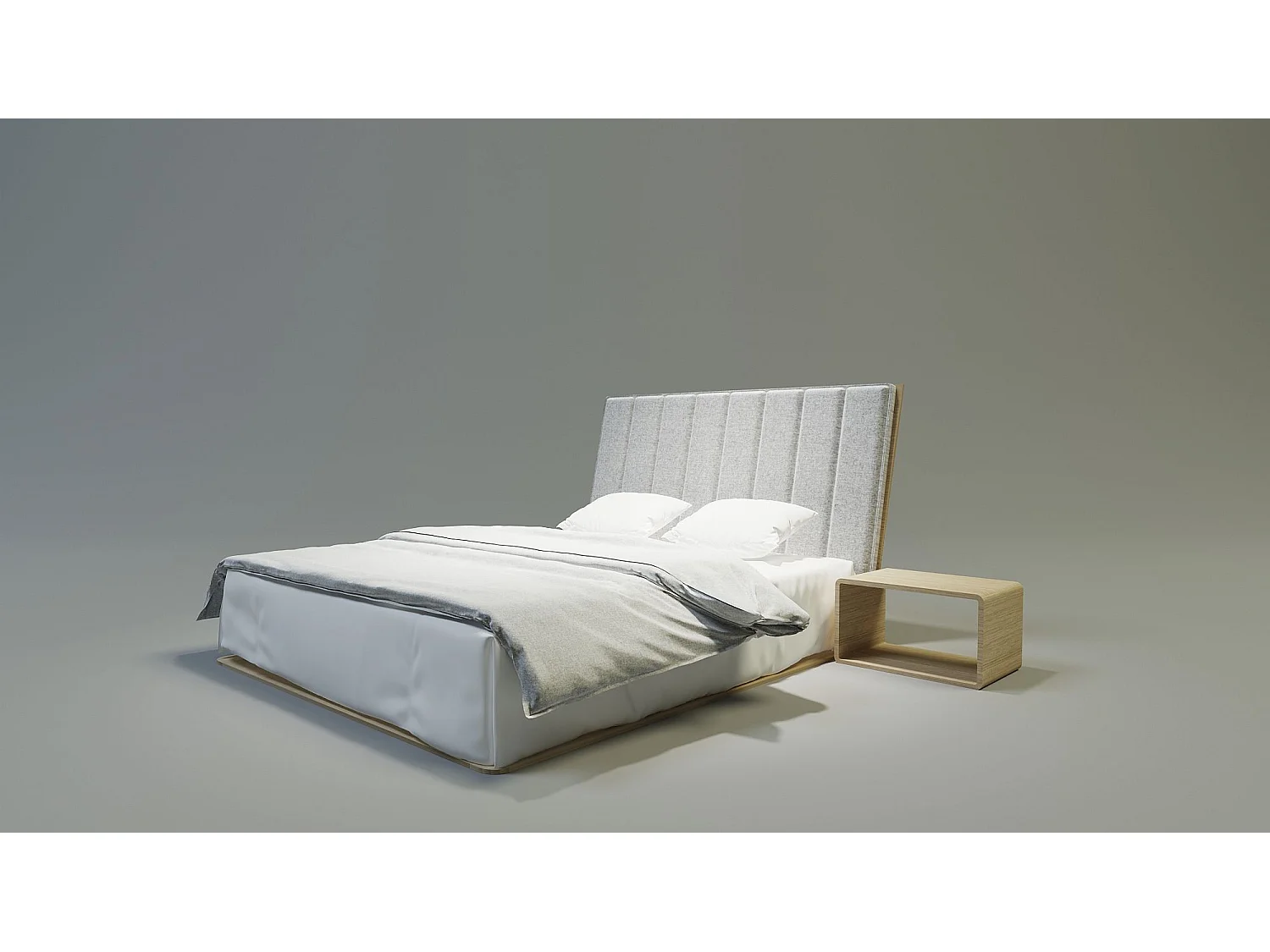 Bett UNIKO TWO 200x200 cm Gepolstert - Massivholz Eiche