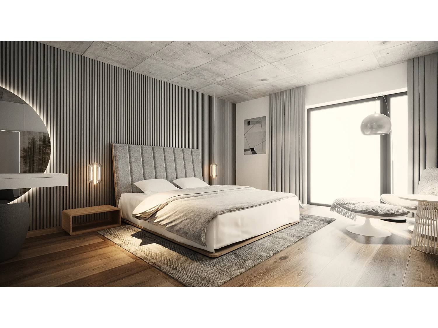 Bett UNIKO TWO 180x200 cm Gepolstert - Massivholz Eiche