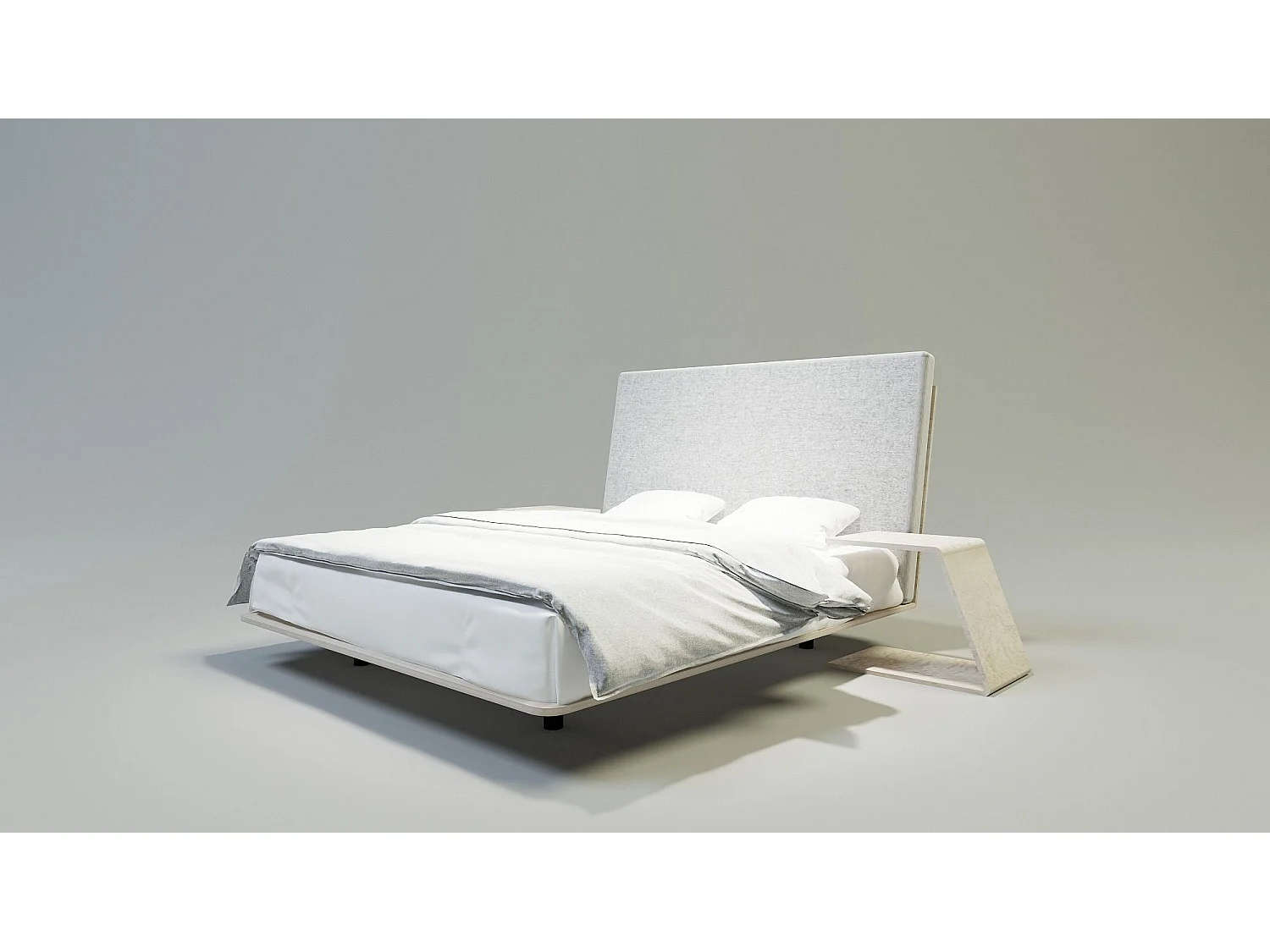 Bett VUELO 200x200 cm Gepolstert - Massivholz Eiche