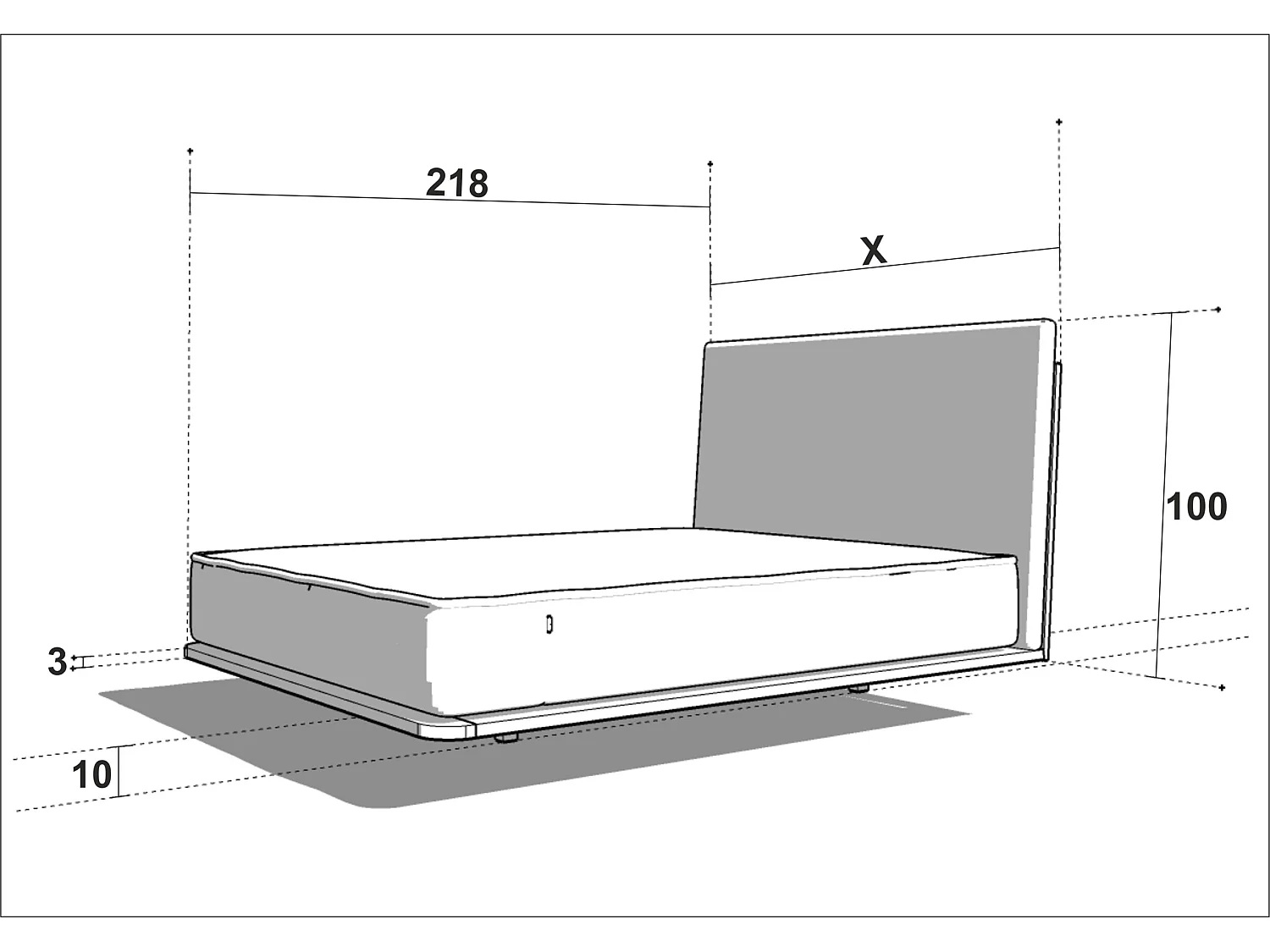 Bett VUELO 200x200 cm Gepolstert - Massivholz Eiche