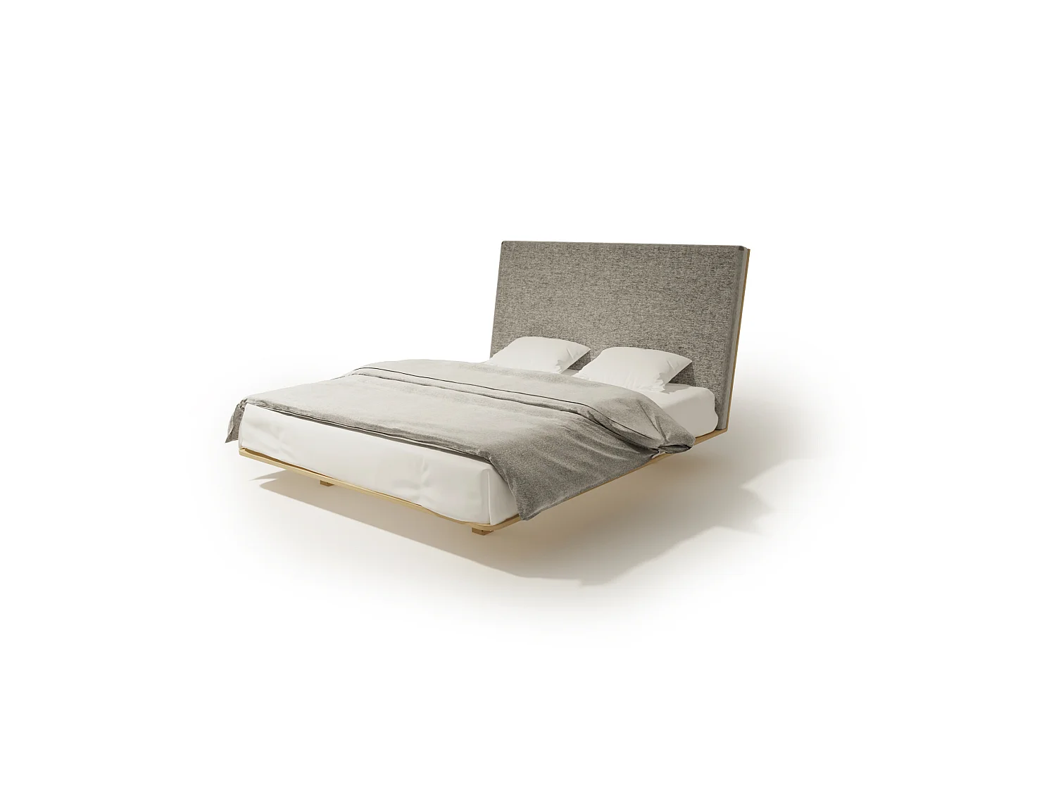 Lit Double VUELO 200x200 cm Capitonné - bois de chêne massif