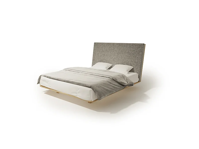 Bed VUELO 200x200 cm Gecapitonneerd - Massief eikenhout