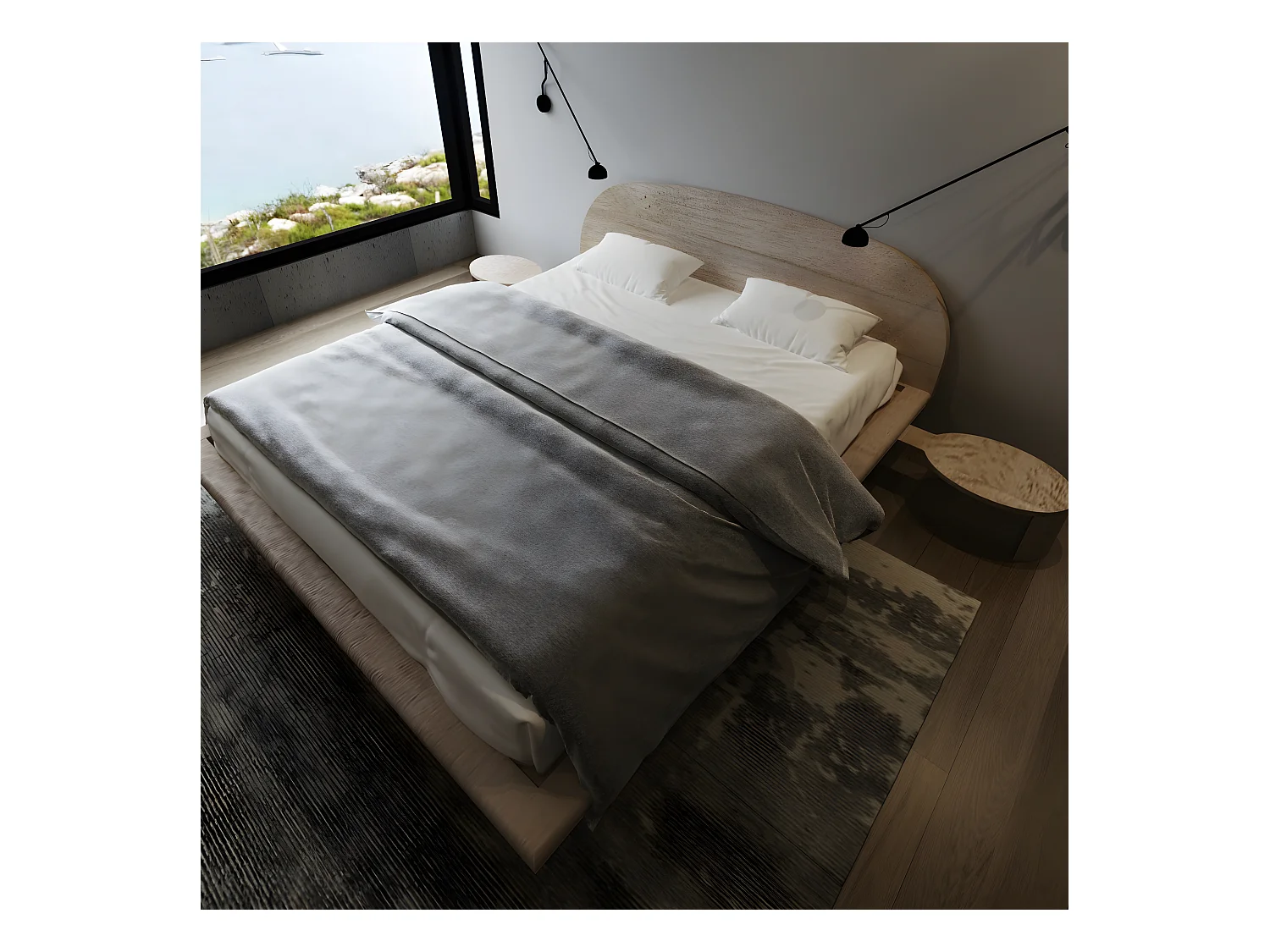 Bed SPACE 200x200 cm Massief eikenhout