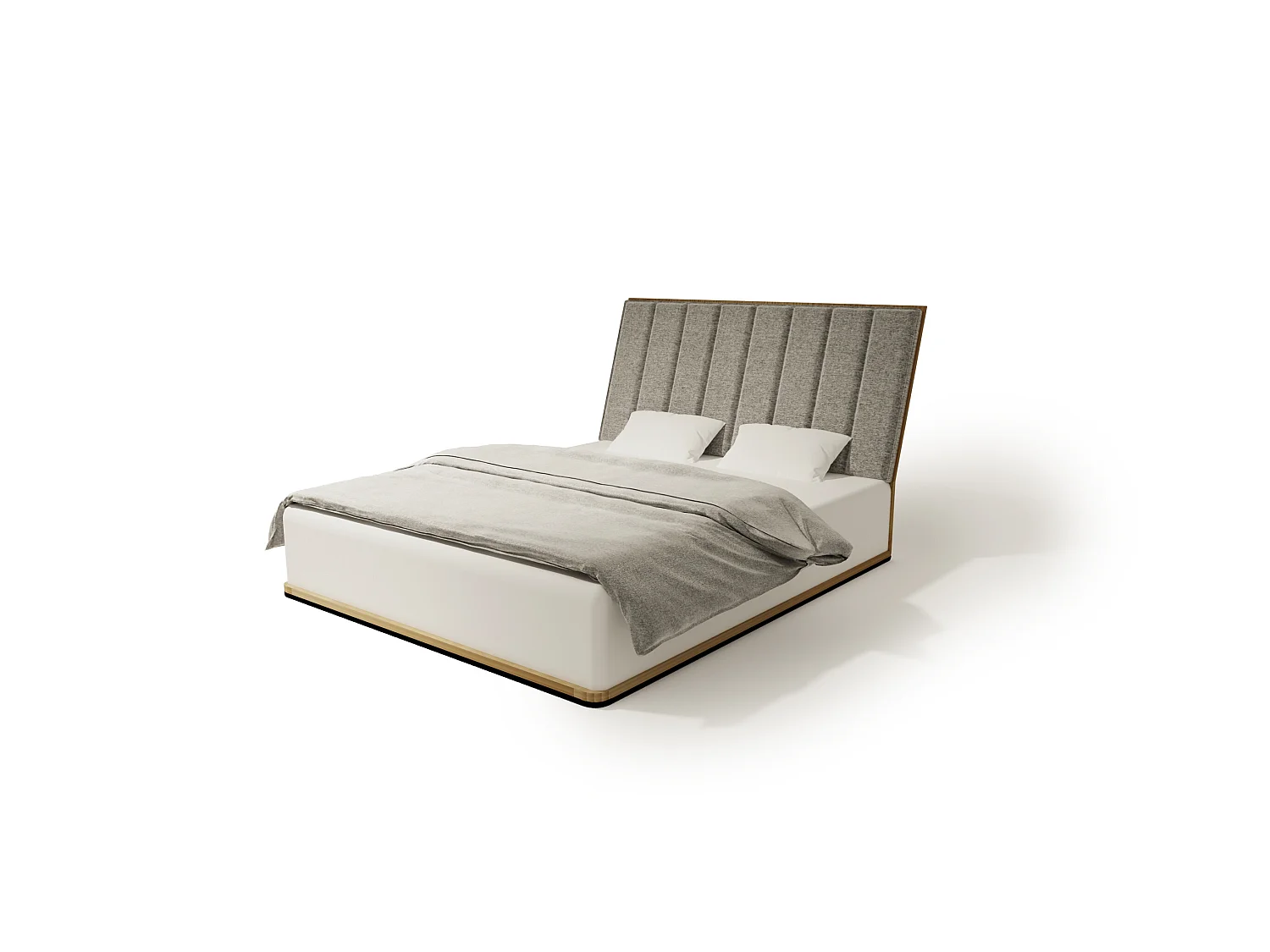 Lit Double KREON TWO 180x200 cm Capitonné - bois de chêne massif