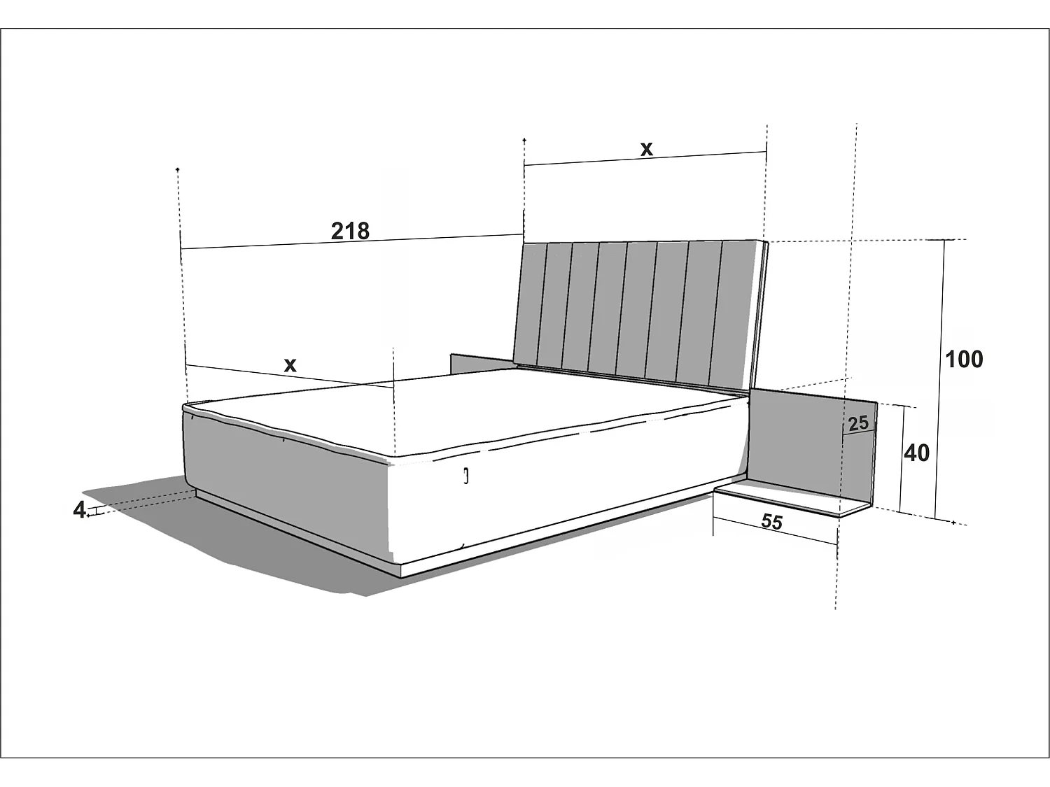 Letto Matrimoniale KREON TWO 140x200 cm Imbottito - legno di quercia massiccio