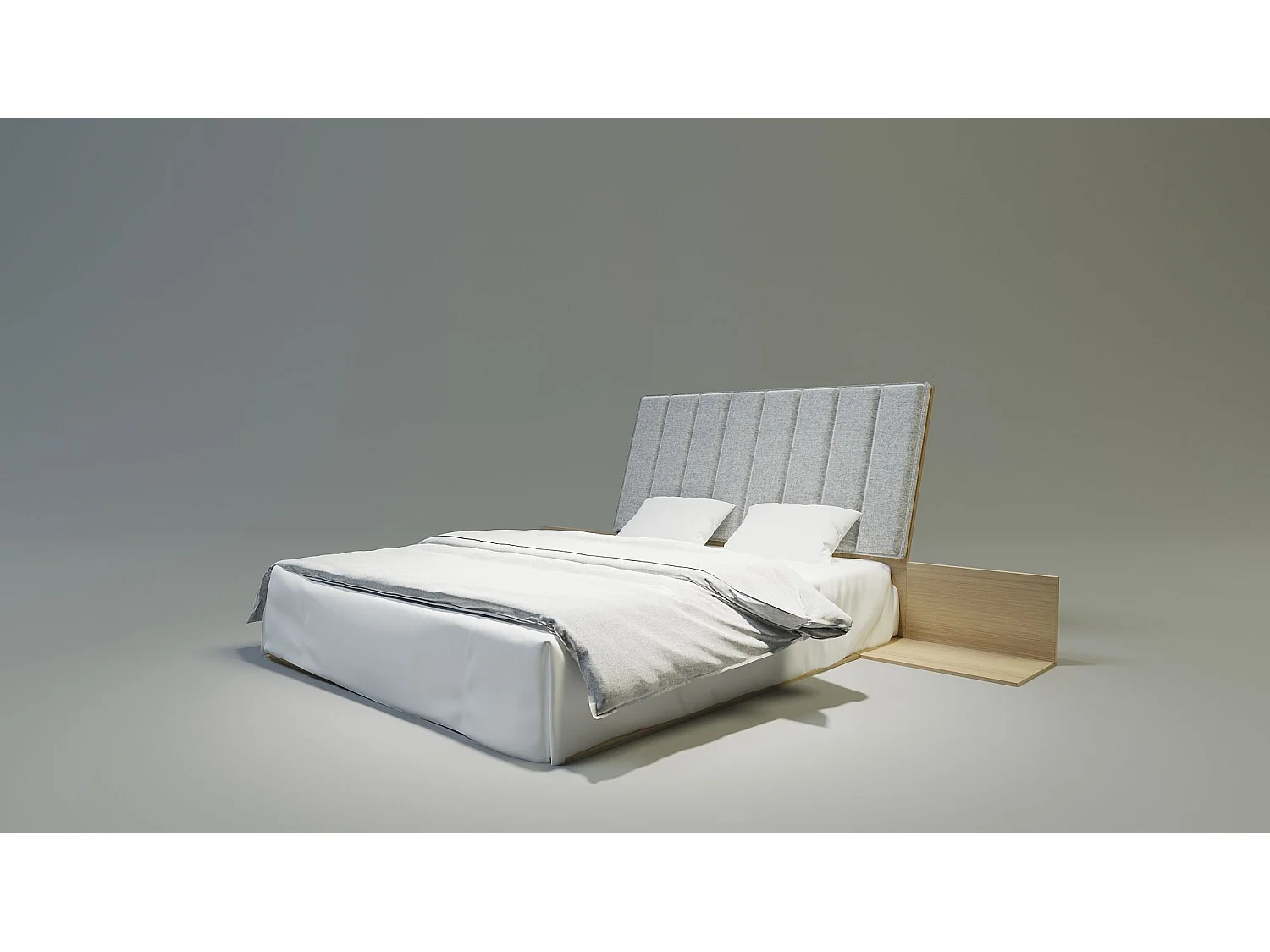 Letto Matrimoniale KREON TWO 140x200 cm Imbottito - legno di quercia massiccio