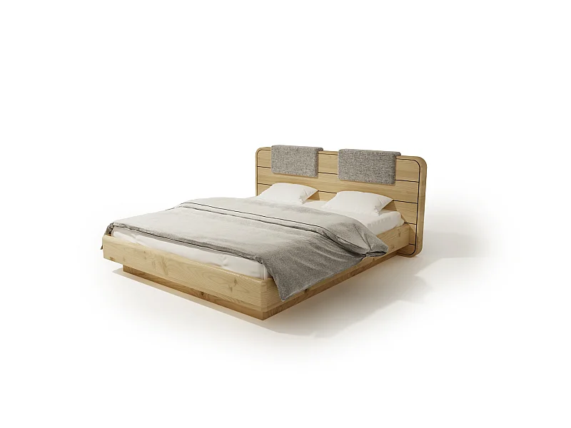 Bett SENSE 140x200 cm Gepolstert - Massivholz Eiche