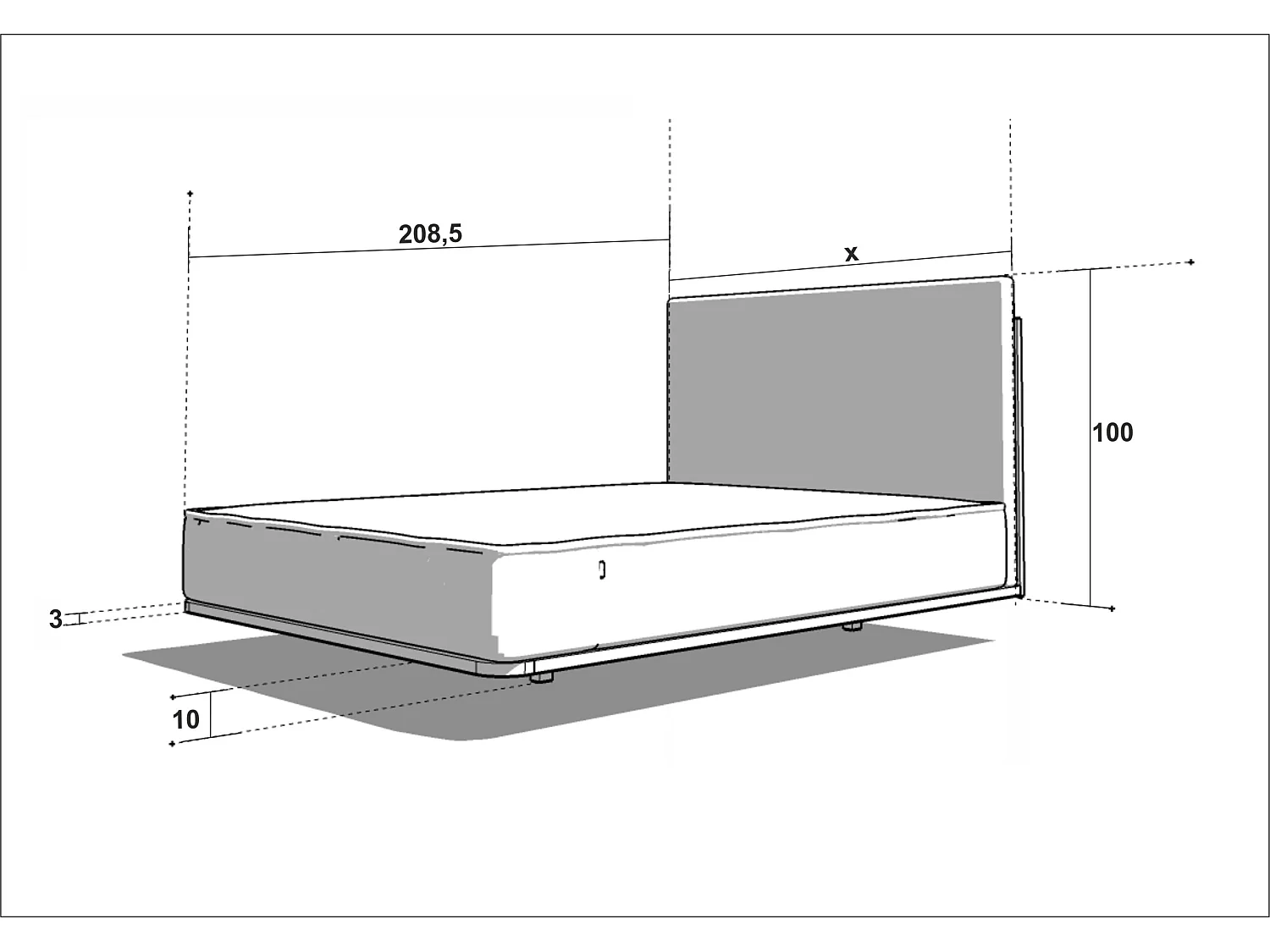 Bed SONAR 140x200 cm Gecapitonneerd - Massief eikenhout