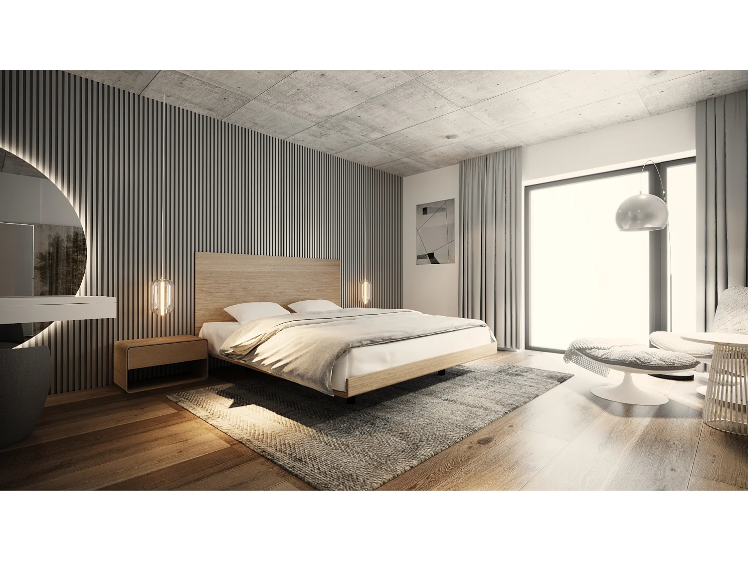 Bed SONAR FOUR 200x200 cm Massief eikenhout