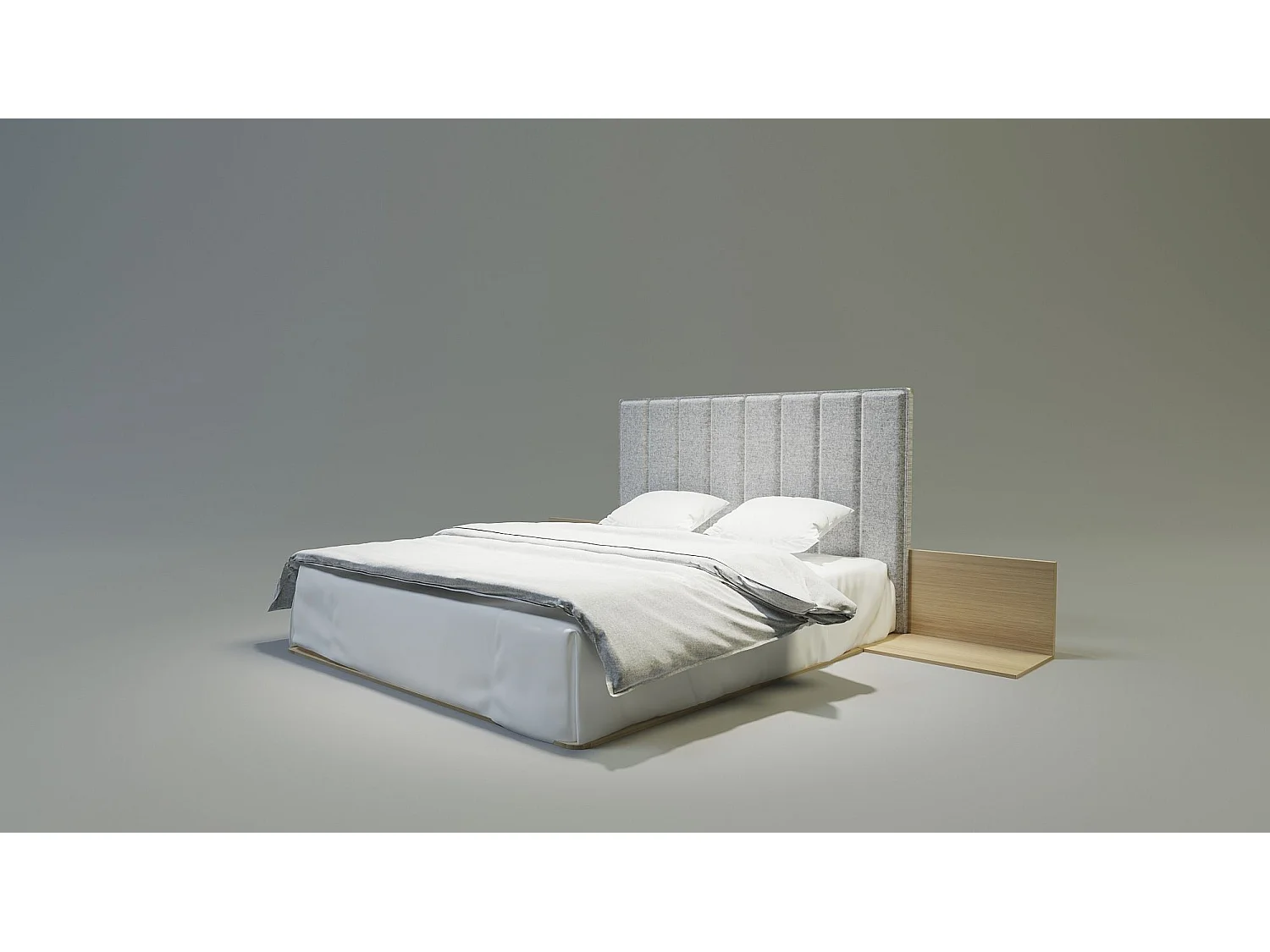 Bed KREON 200x200 cm Gecapitonneerd - Massief eikenhout