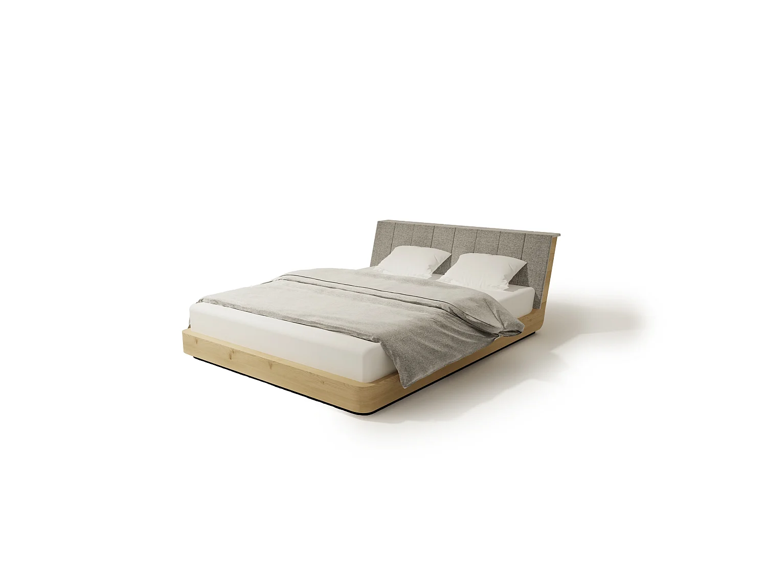 Lit Double SOLID TWO 200x200 cm Capitonné - bois de chêne massif