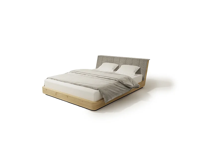 Bed SOLID TWO 200x200 cm Gecapitonneerd - Massief eikenhout