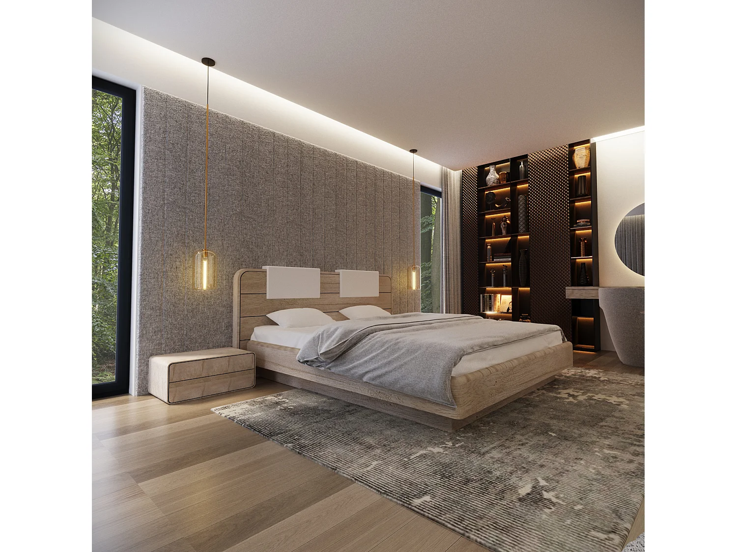 Bed SENSE 160x200 cm Gecapitonneerd - Massief eikenhout