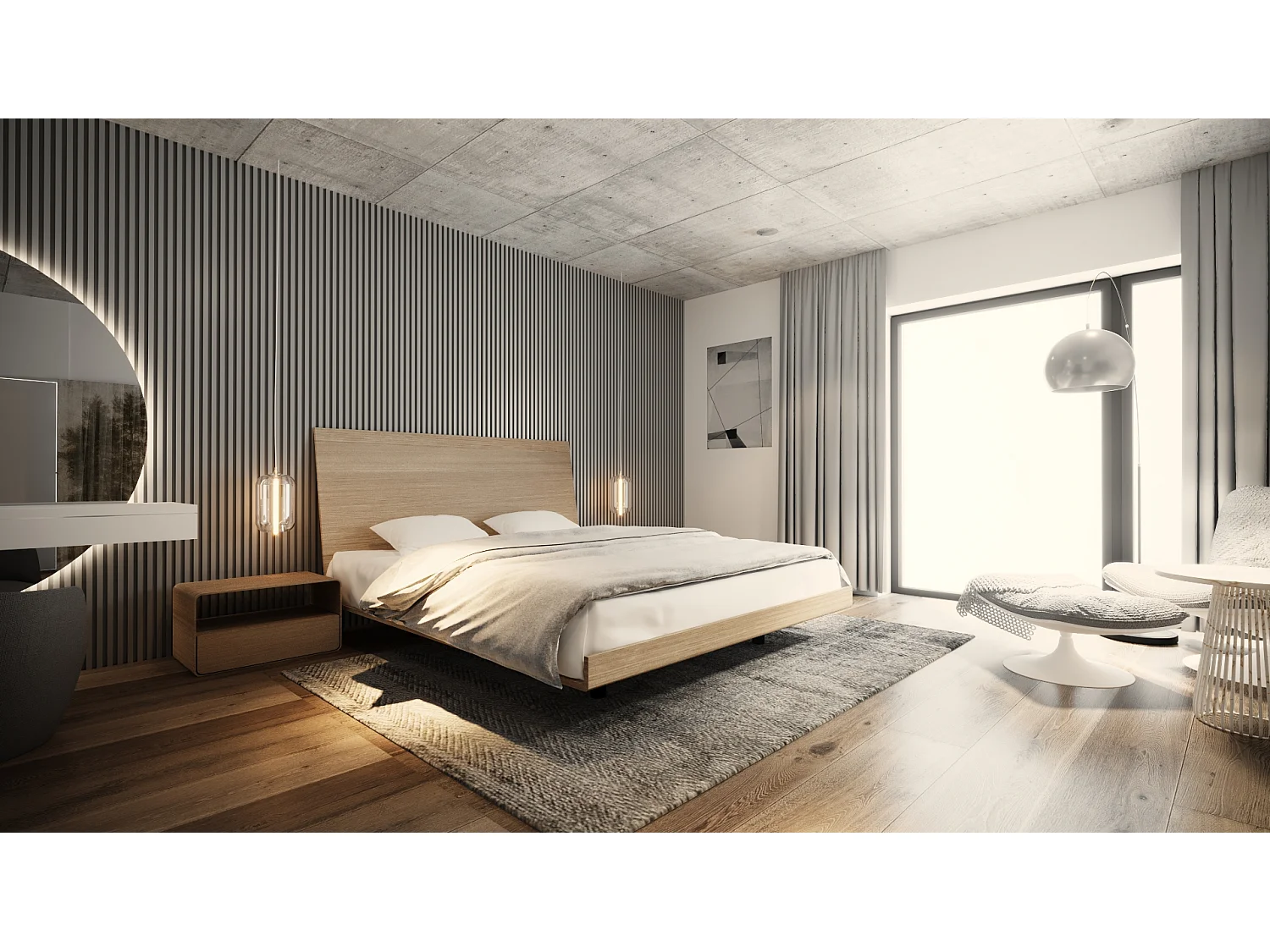 Cama Doble VUELO THREE 160x200 cm- madera de roble macizo