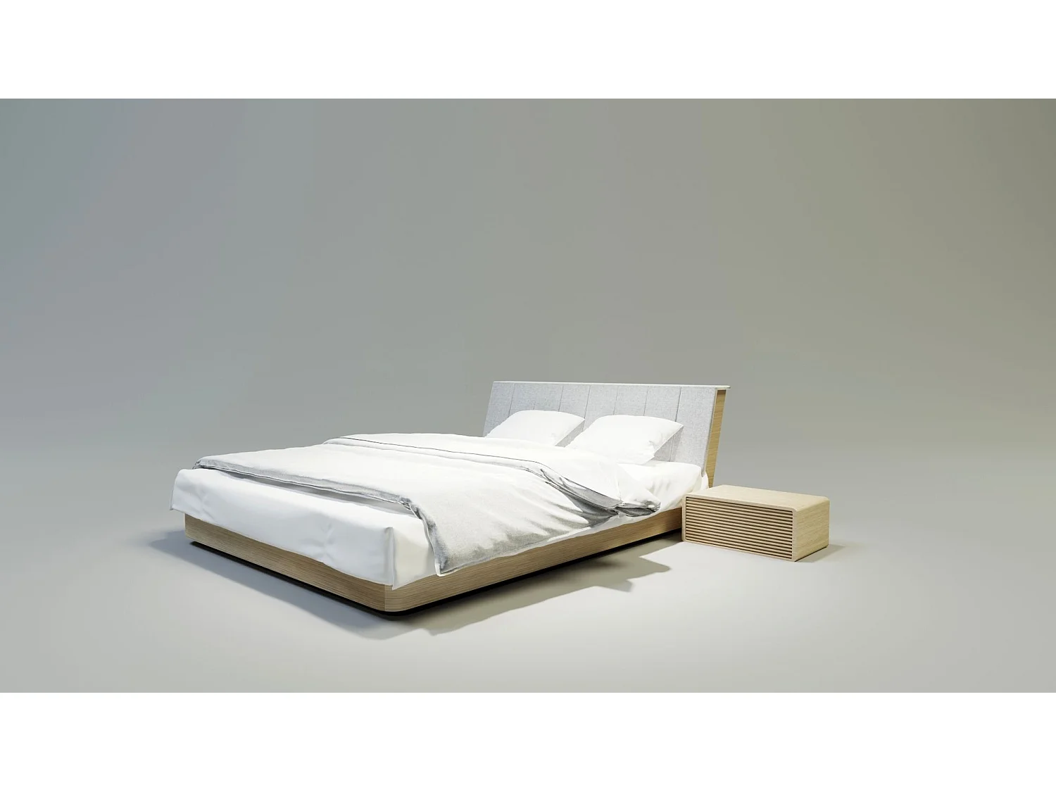 Bed SOLID TWO 140x200 cm Gecapitonneerd - Massief eikenhout