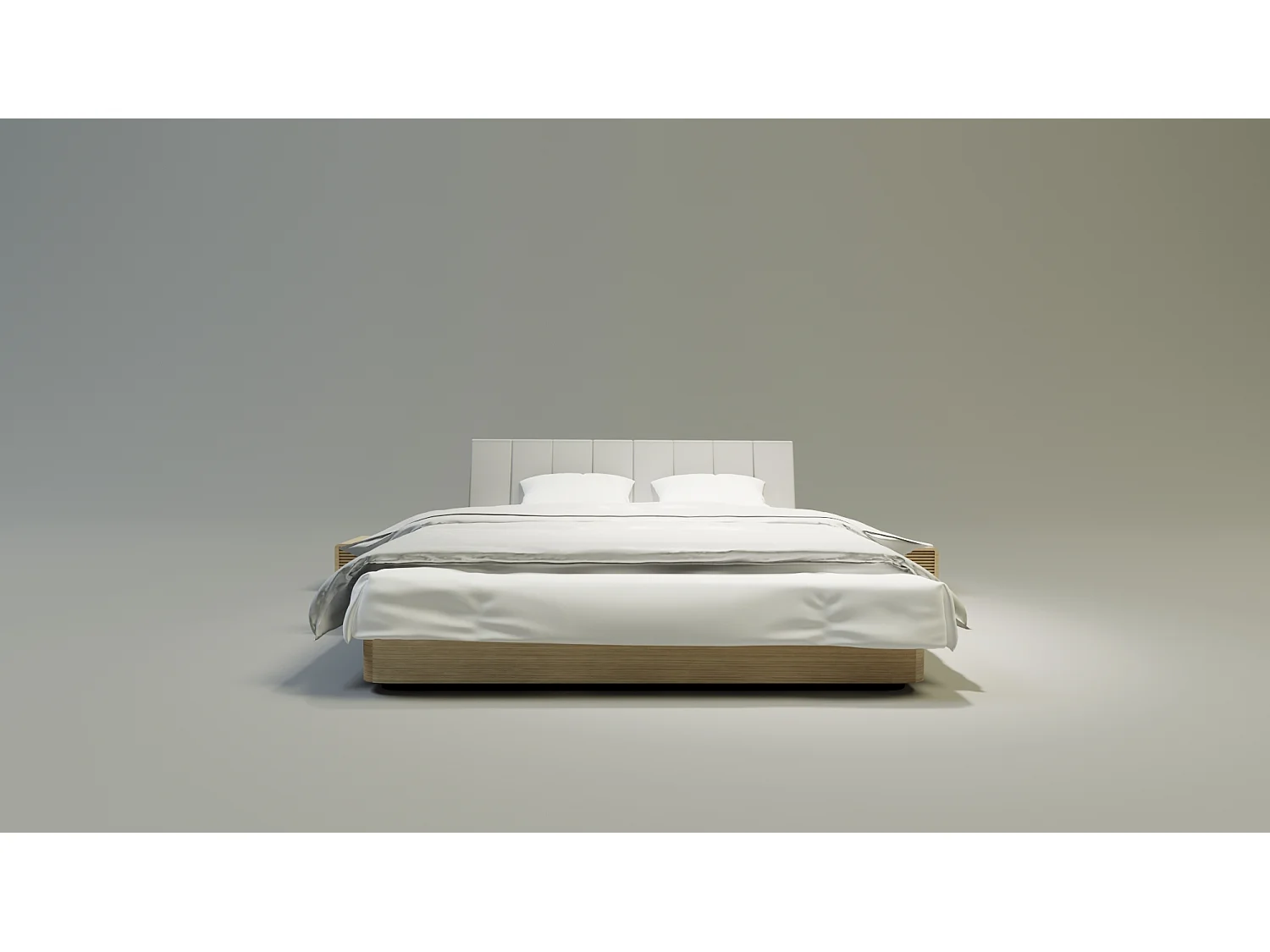 Bett SOLID TWO 180x200 cm Gepolstert - Massivholz Eiche