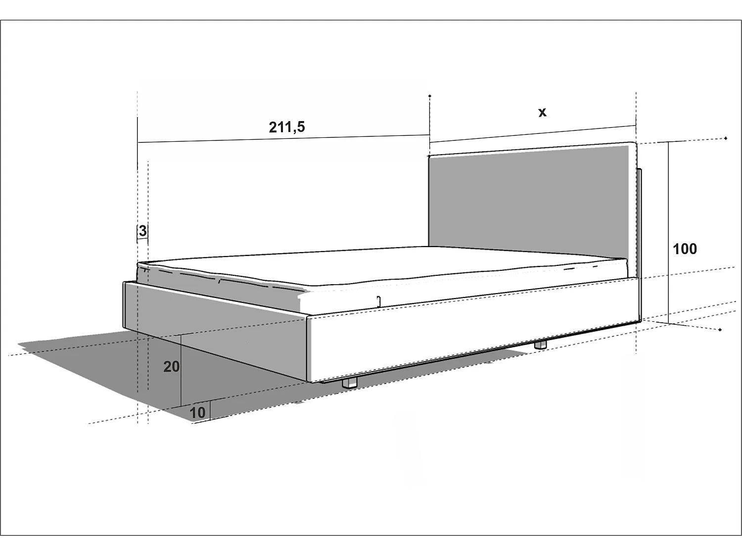 Bed SONAR TWO 160x200 cm Gecapitonneerd - Massief eikenhout