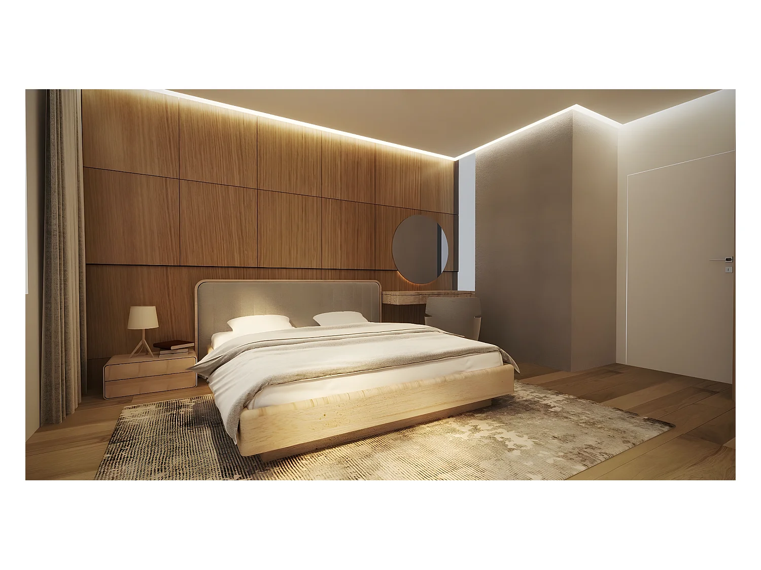 Bed SENSE ONE 200x200 cm Gecapitonneerd - Massief eikenhout