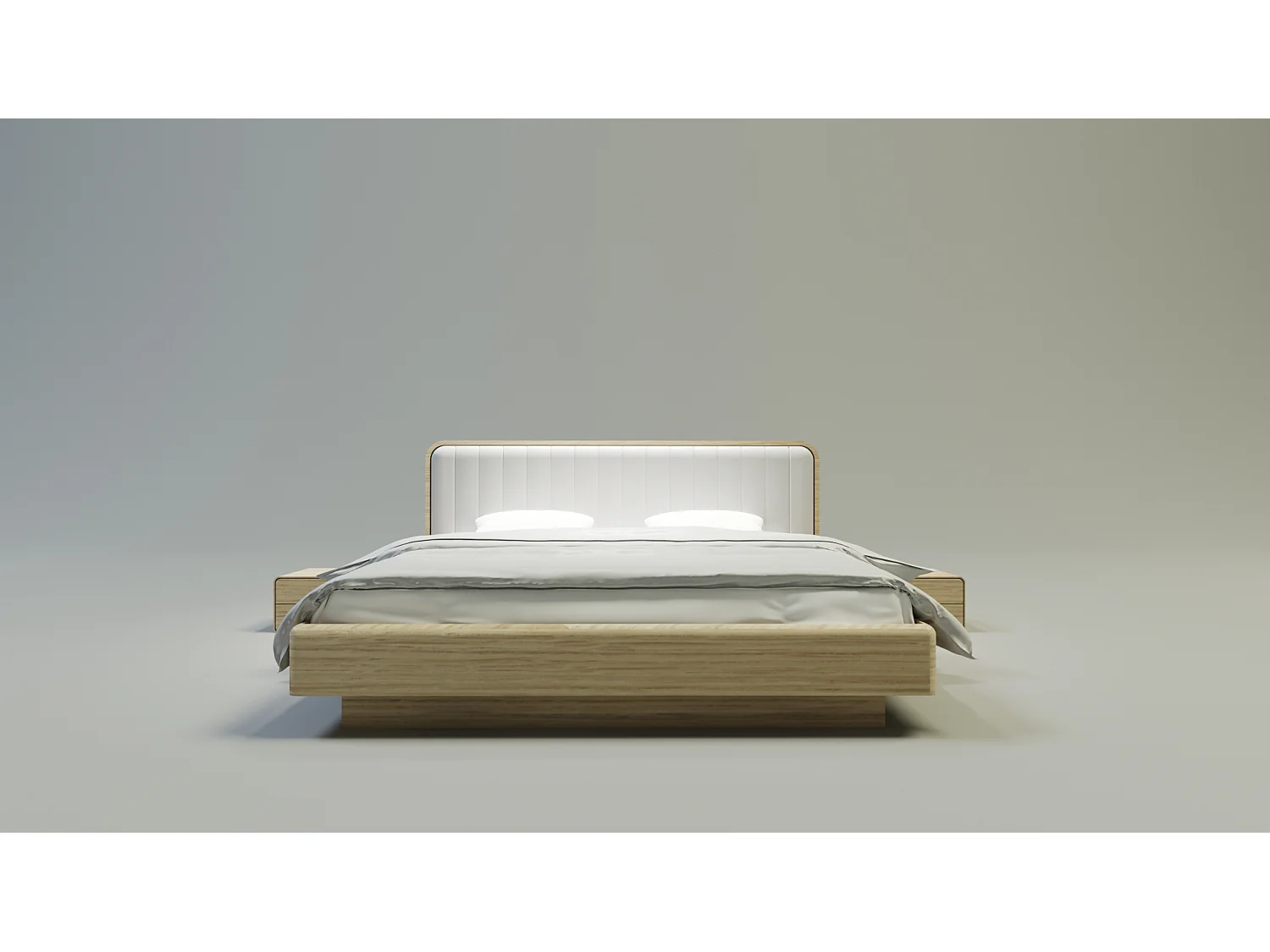 Bed SENSE ONE 200x200 cm Gecapitonneerd - Massief eikenhout