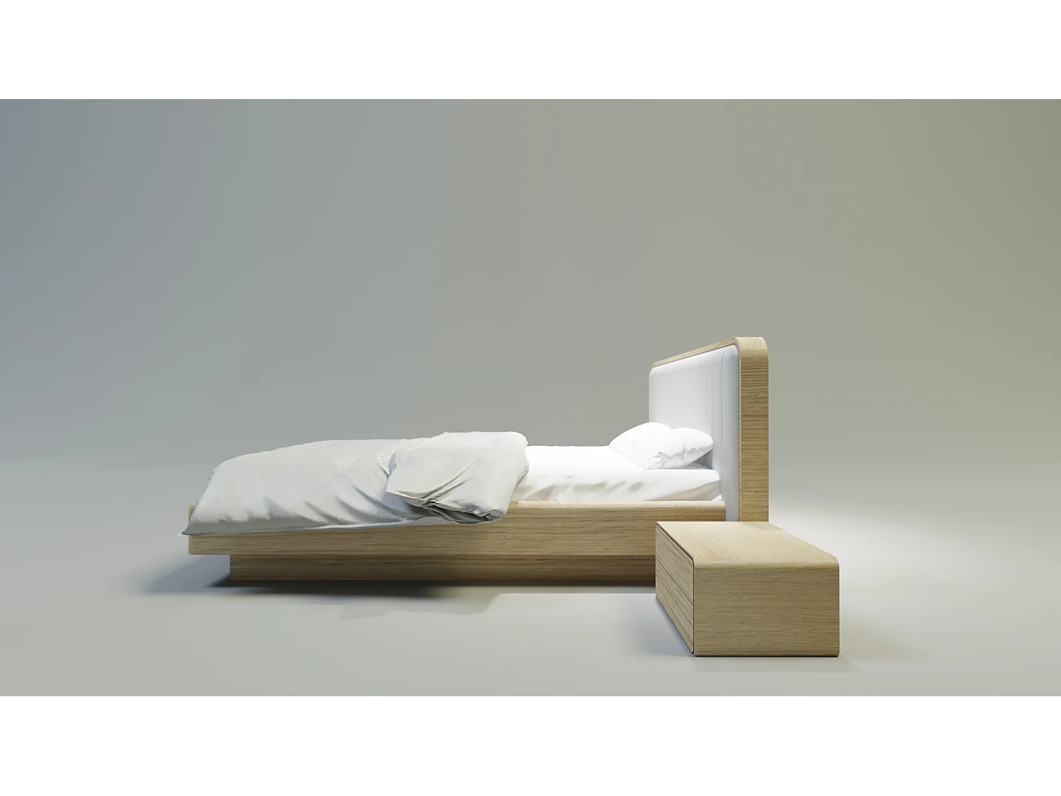 Bed SENSE ONE 200x200 cm Gecapitonneerd - Massief eikenhout