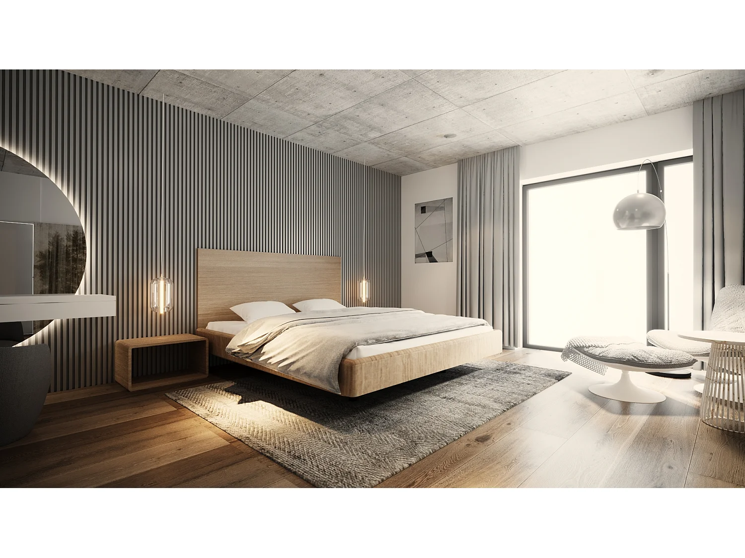 Bed SONAR FIVE 140x200 cm Massief eikenhout