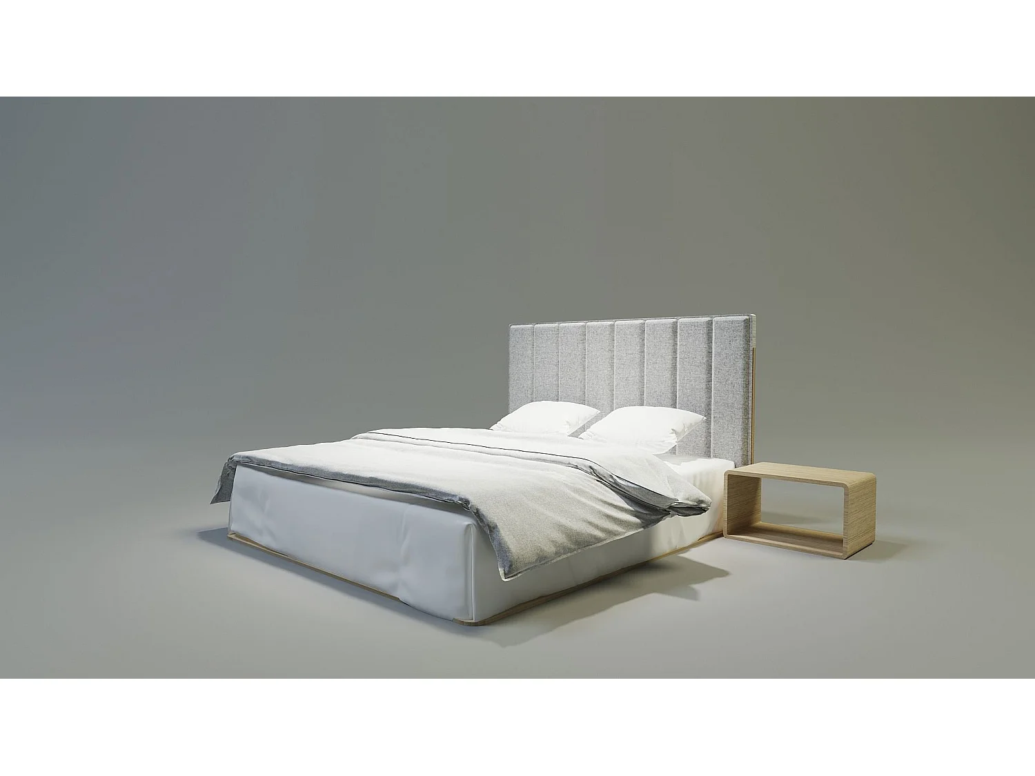Cama Doble UNIKO 120x200 cm Capitoné - madera de roble macizo