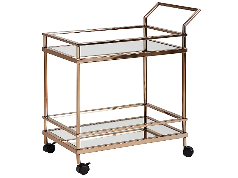 Servierwagen Gold Beistelltisch Rollen Küchen- Speisewagen Glas Teewagen