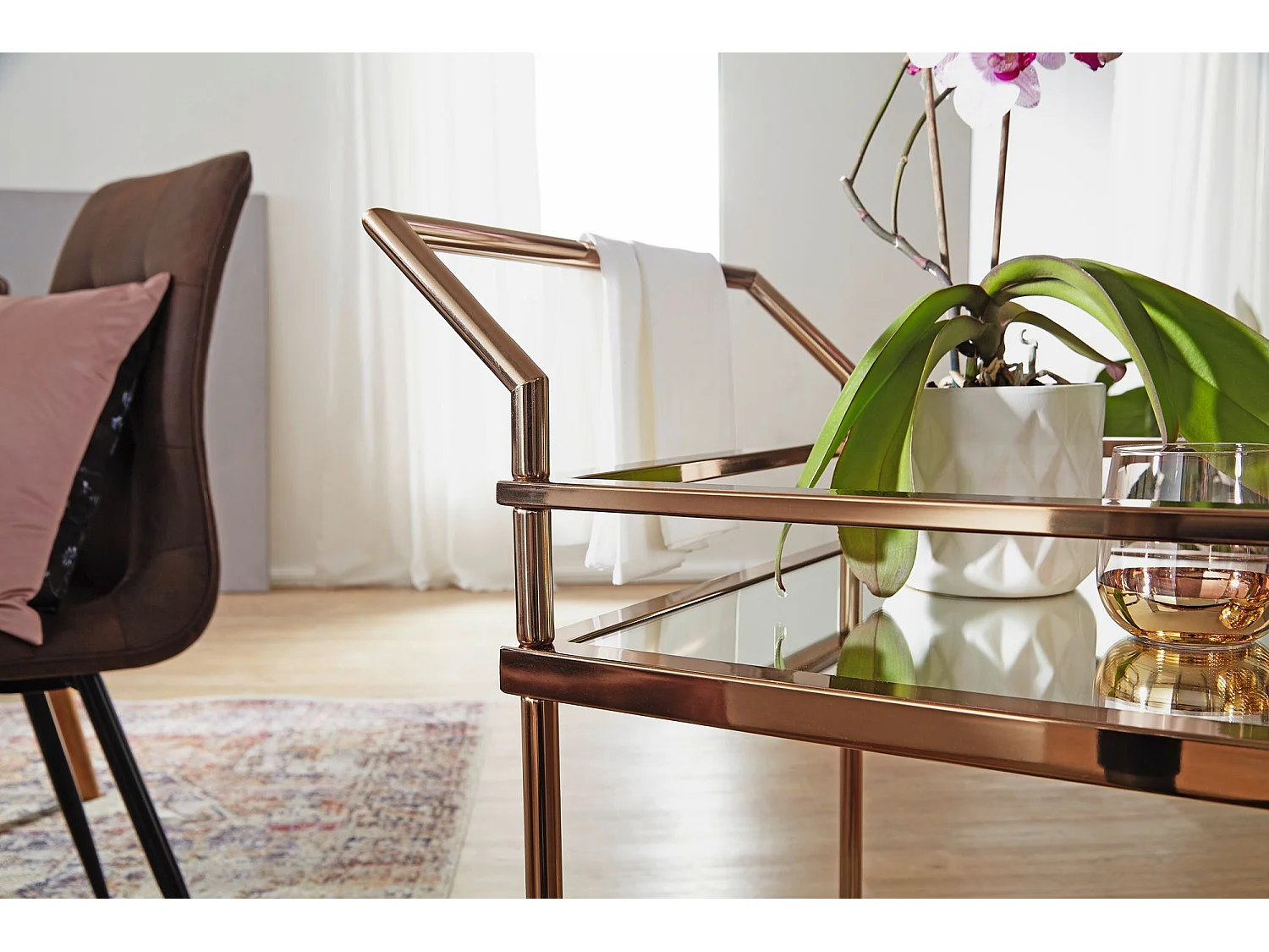 chariot de service table d'appoint dorée roulettes cuisine chariot à manger chariot à thé en verre