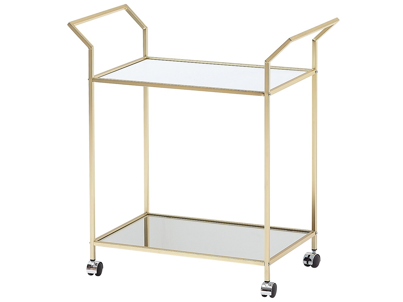 Chariot à Thé Vintage Pliable – Métal Doré, Plateau Effet Bois – Occasion Rétro