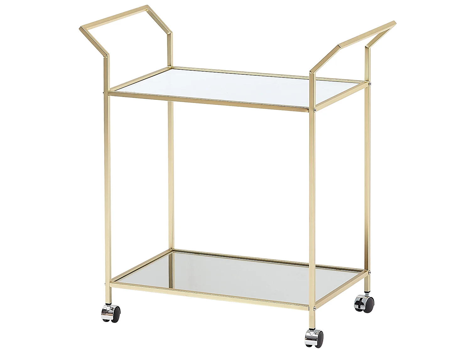 Design Chariot de Service Verre Or 73x78x37 cm Rétro Chariot De Thé