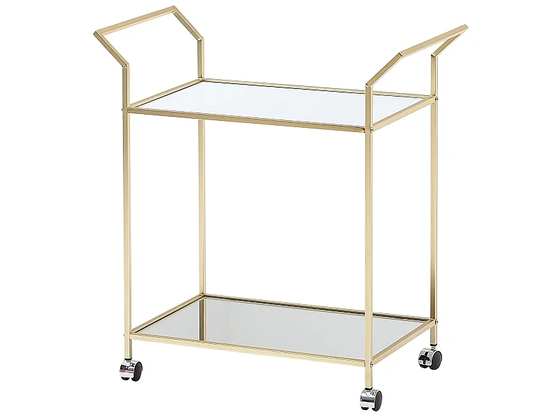 Design Chariot de Service Verre Or 73x78x37 cm Rétro Chariot De Thé