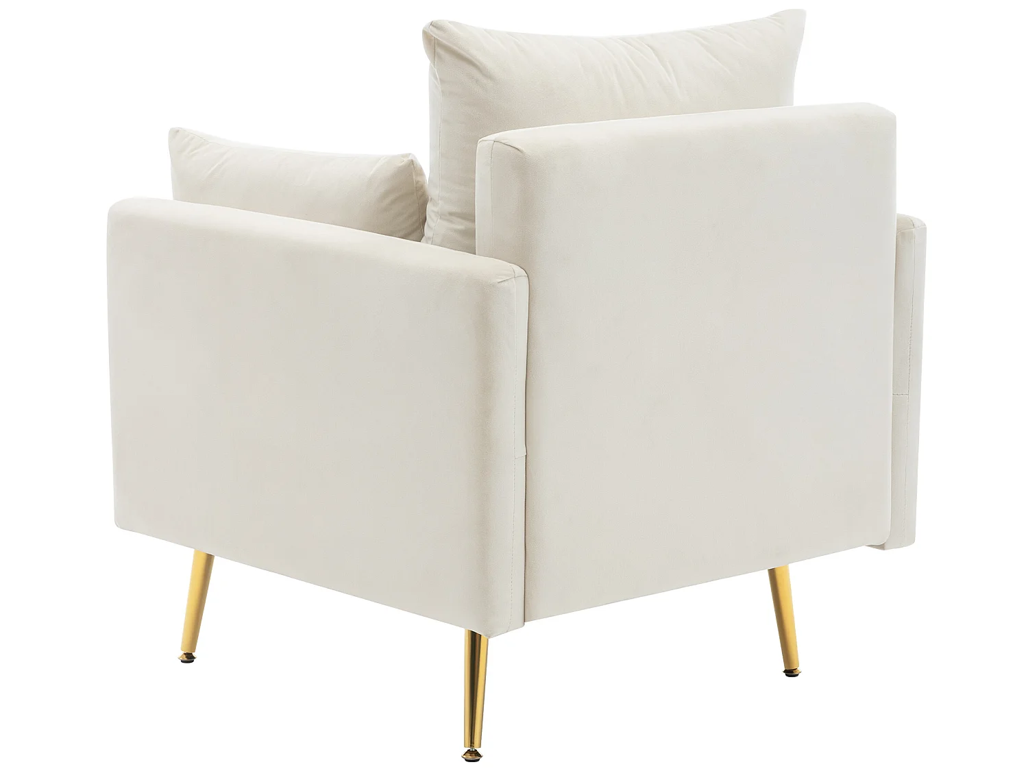 Fauteuil in fluweelstof met opbergruimte en kussen - poten van goudkleurig metaal - Wit