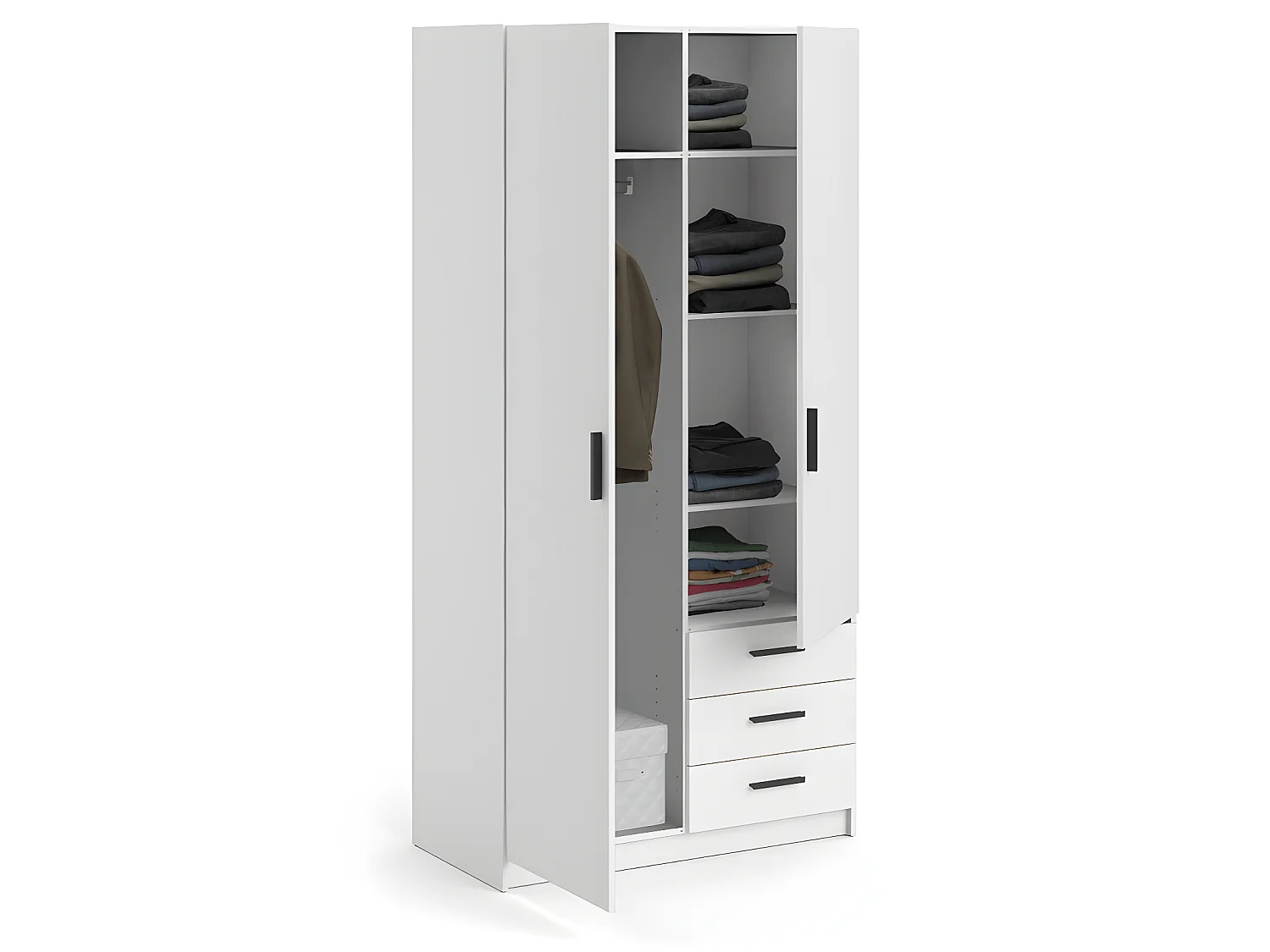 Spell Armoire 2 portes et 3 tiroirs, blanc.