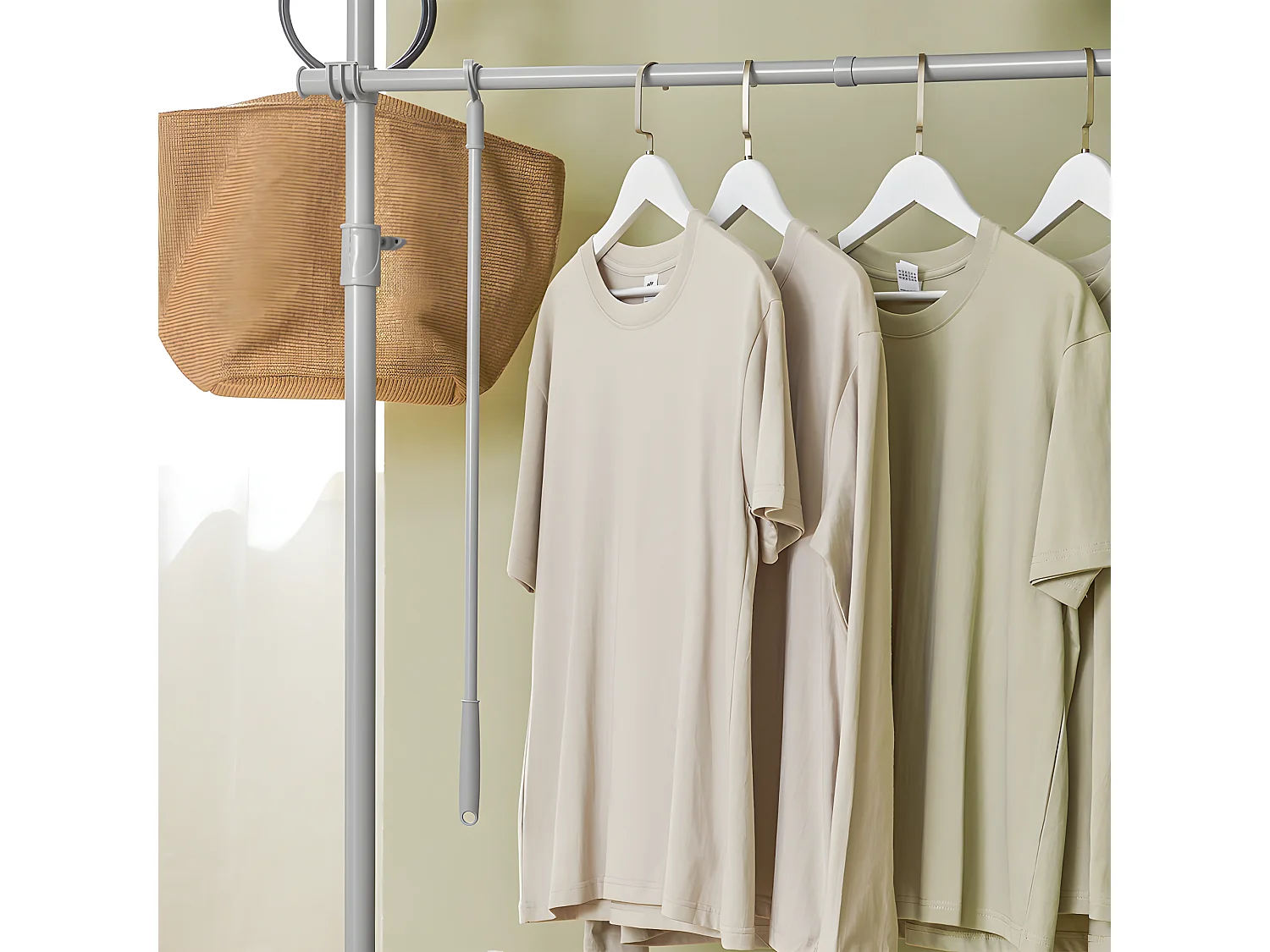 SoBuy Telescoopgarderobe Herkule-systeem, 2 kledingrekstangen breedte (62-113 cm) x hoogte (108-285 cm), FRG109-HG