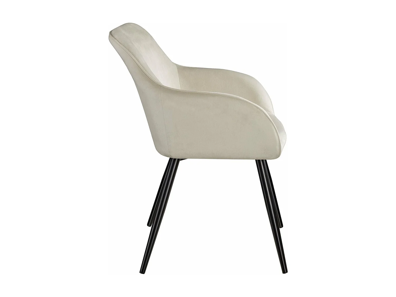 Lot de 4 chaises pieds noir siège de salon cuisine salle à manger design élégant velours beige 08_0000079