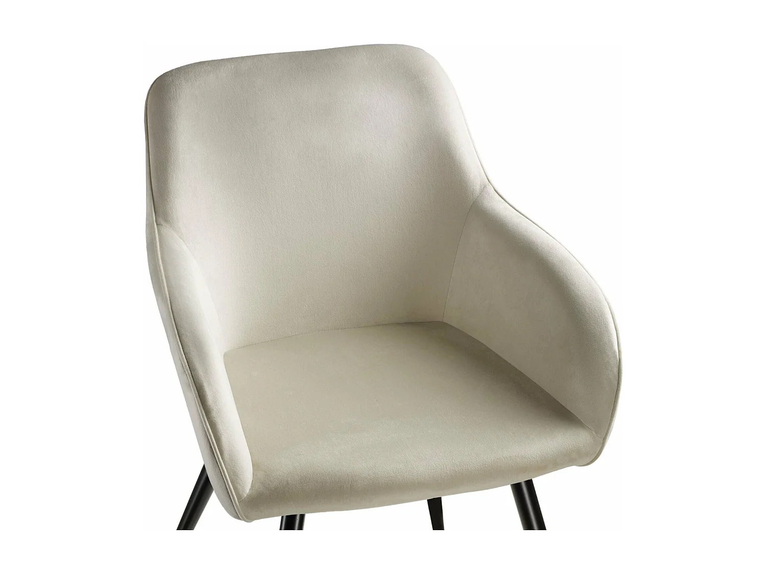 Lot de 4 chaises pieds noir siège de salon cuisine salle à manger design élégant velours beige 08_0000079